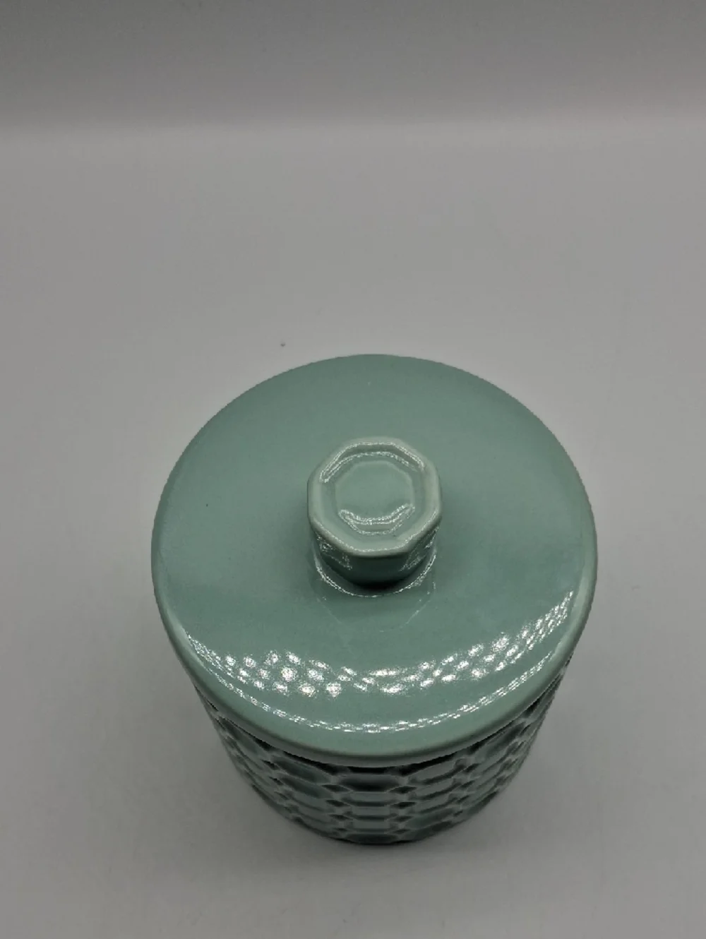 Ceramic Lidded Canister in Seafoam Green